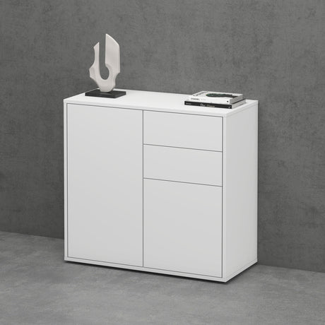 glasvilla Mobile Contenitore con 2 Ante e 2 Cassetti Mobiletto Bagno per Soggiorno, Sala da Pranzo, Camera da Letto Schrank05