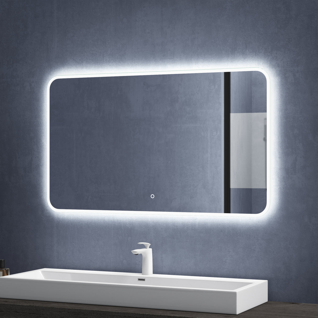 glasvilla Specchio da Bagno Appeso Specchio a LED con Interruttore Touch Specchio da Parete per Il Trucco Anti-Appannamento