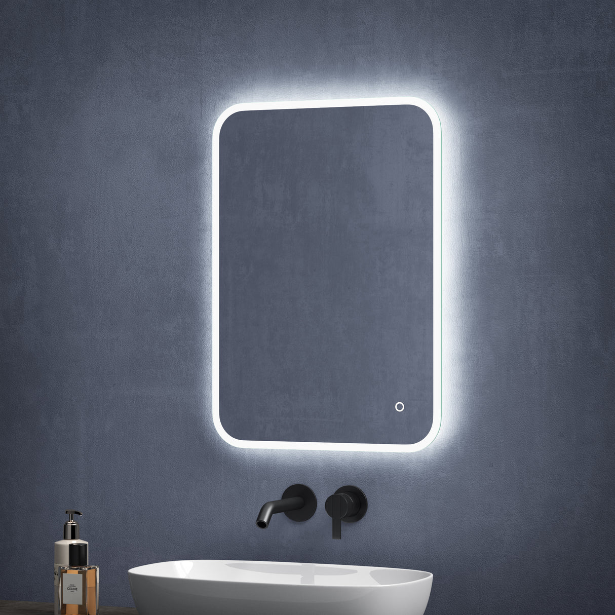 glasvilla Specchio da Bagno Appeso Specchio a LED con Interruttore Touch Specchio da Parete per Il Trucco Anti-Appannamento