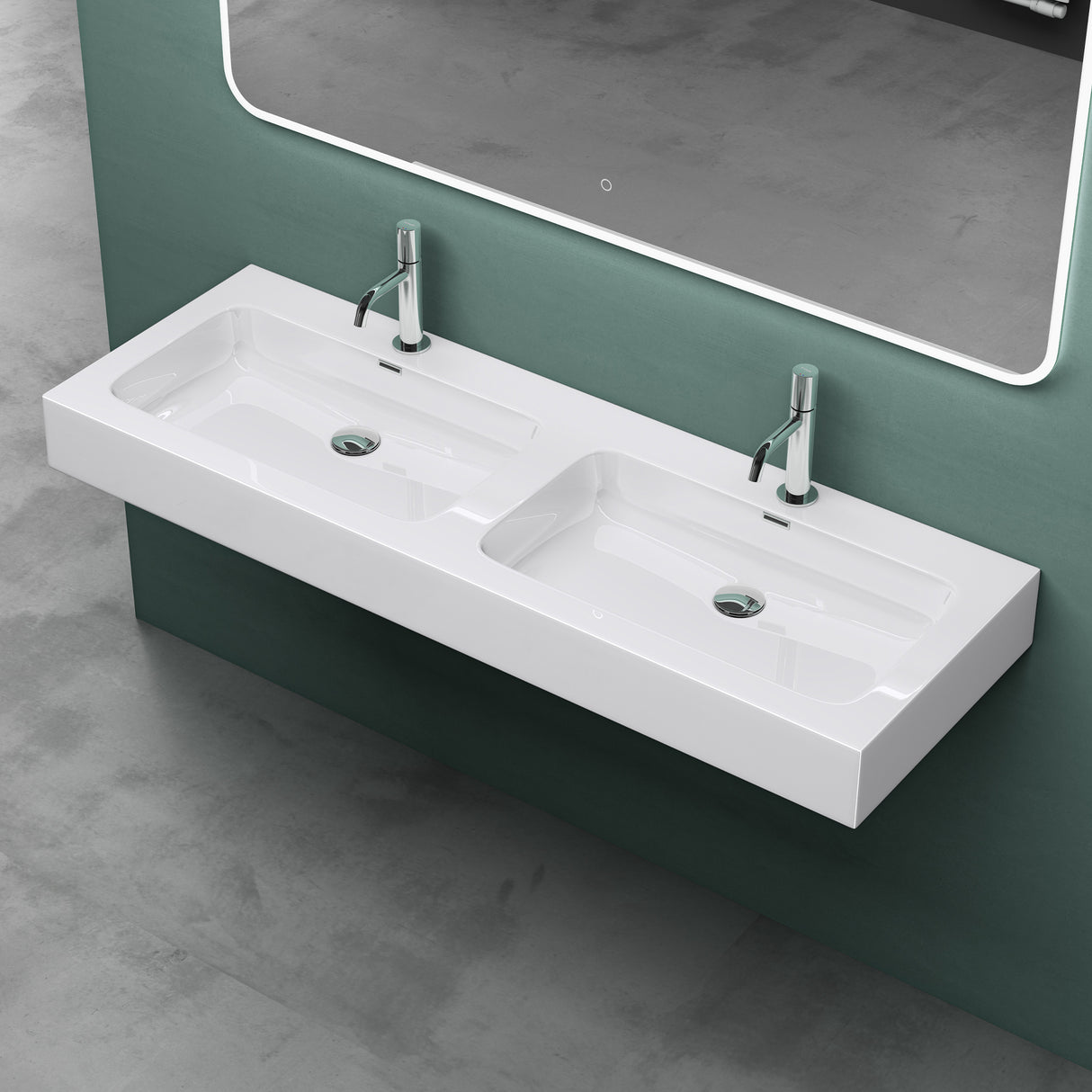 glasvilla Lavabo da Appoggio da Marmo Fuso Lavandino Bagno Sospeso con Due Fori per la Rubinetteria Colossum830