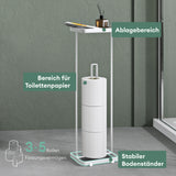 Porte-papier toilette sur pied Glasvilla avec étagère, support pour rouleau de papier toilette, 16 x 12 x 52 cm, Reglo-04
