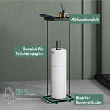 Porte-papier toilette sur pied Glasvilla avec étagère, support pour rouleau de papier toilette, 16 x 12 x 52 cm, Reglo-04