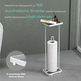 Porte-papier toilette sur pied Glasvilla avec étagère, support pour rouleau de papier toilette, 16 x 12 x 52 cm, Reglo-04