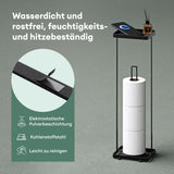 Porte-papier toilette sur pied Glasvilla avec étagère, support pour rouleau de papier toilette, 16 x 12 x 52 cm, Reglo-04