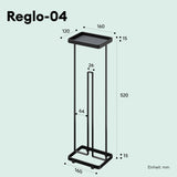 Porte-papier toilette sur pied Glasvilla avec étagère, support pour rouleau de papier toilette, 16 x 12 x 52 cm, Reglo-04