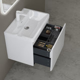 glasvilla Mobile Bagno Sospeso Mobile da Bagno con Cassetto a Chiusura Soft Close e Lavabo da Marmo fuso, Ancona