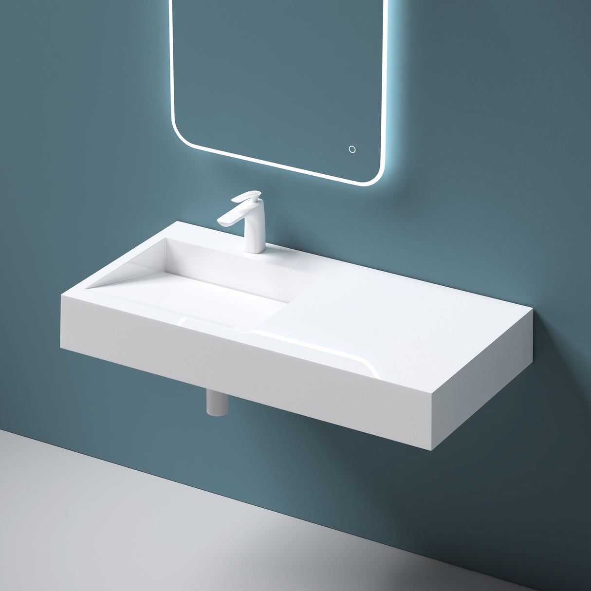 glasvilla Lavabo da Appoggio da Marmo Fuso Lavabo Bagno Sospeso Lavandino Bagno Rettangolare Col11