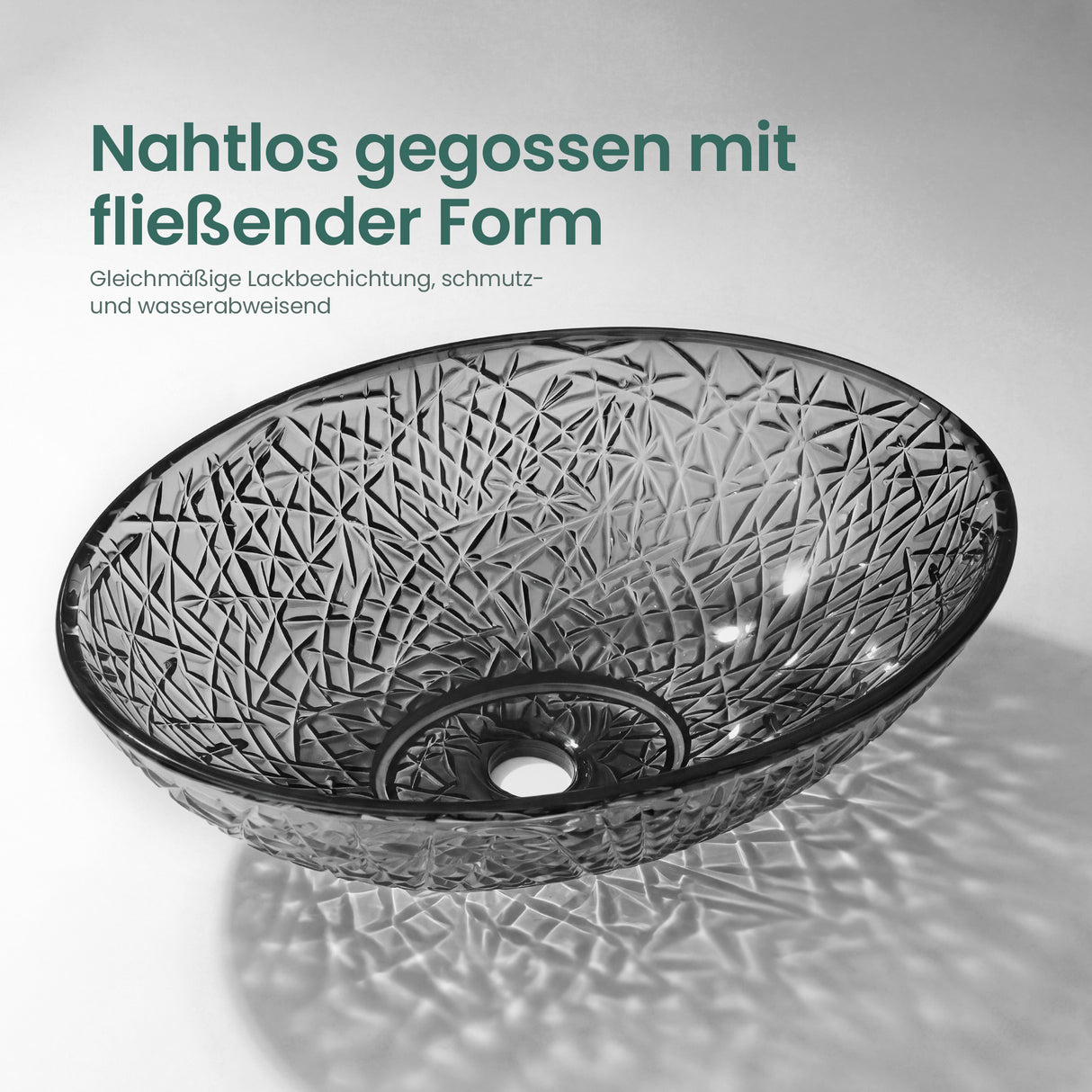 glasvilla Waschbecken Glas Aufsatzwaschbecken Glaswaschbecken Handwaschbecken Waschschale Oval
