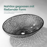 glasvilla Waschbecken Glas Aufsatzwaschbecken Glaswaschbecken Handwaschbecken Waschschale Oval