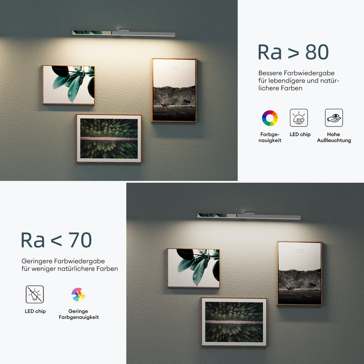 lampada da specchio a LED per bagno Glasvilla | Lampada da specchio, lampada da bagno 4000K | Ruotabile di 180°, 9W, radiosamente bello 