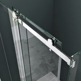 Box doccia Glasvilla con porta scorrevole angolare, in acciaio ESG da 8 mm con rivestimento NANO, supporto doccia a 4 punti Rav17-2K