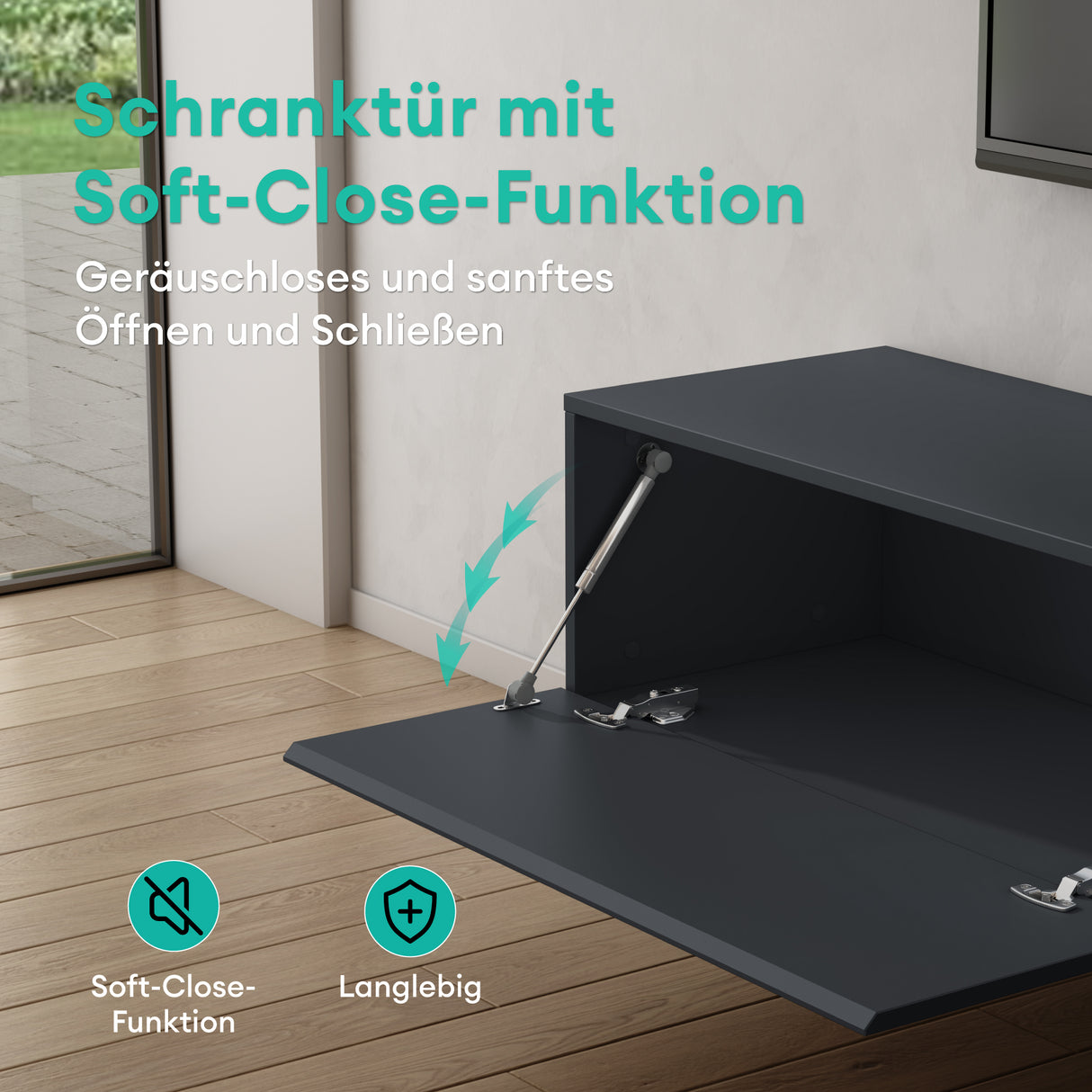 glasvilla Mobile TV per Televisore Armadietto per TV Basso Soft-close per Soggiorno, Sala da Pranzo, Camera da Letto Fernsehschrank02