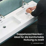 glasvilla Lavabo da Appoggio da Marmo Fuso Lavandino Bagno Sospeso con Due Fori per la Rubinetteria Colossum830