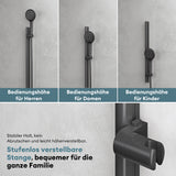 sistema de ducha glasvilla con termostato, conjunto completo de grifería de ducha con bloqueo de seguridad, ducha regulable en altura con 3 tipos de chorro y salida inferior de latón sistema de ducha9