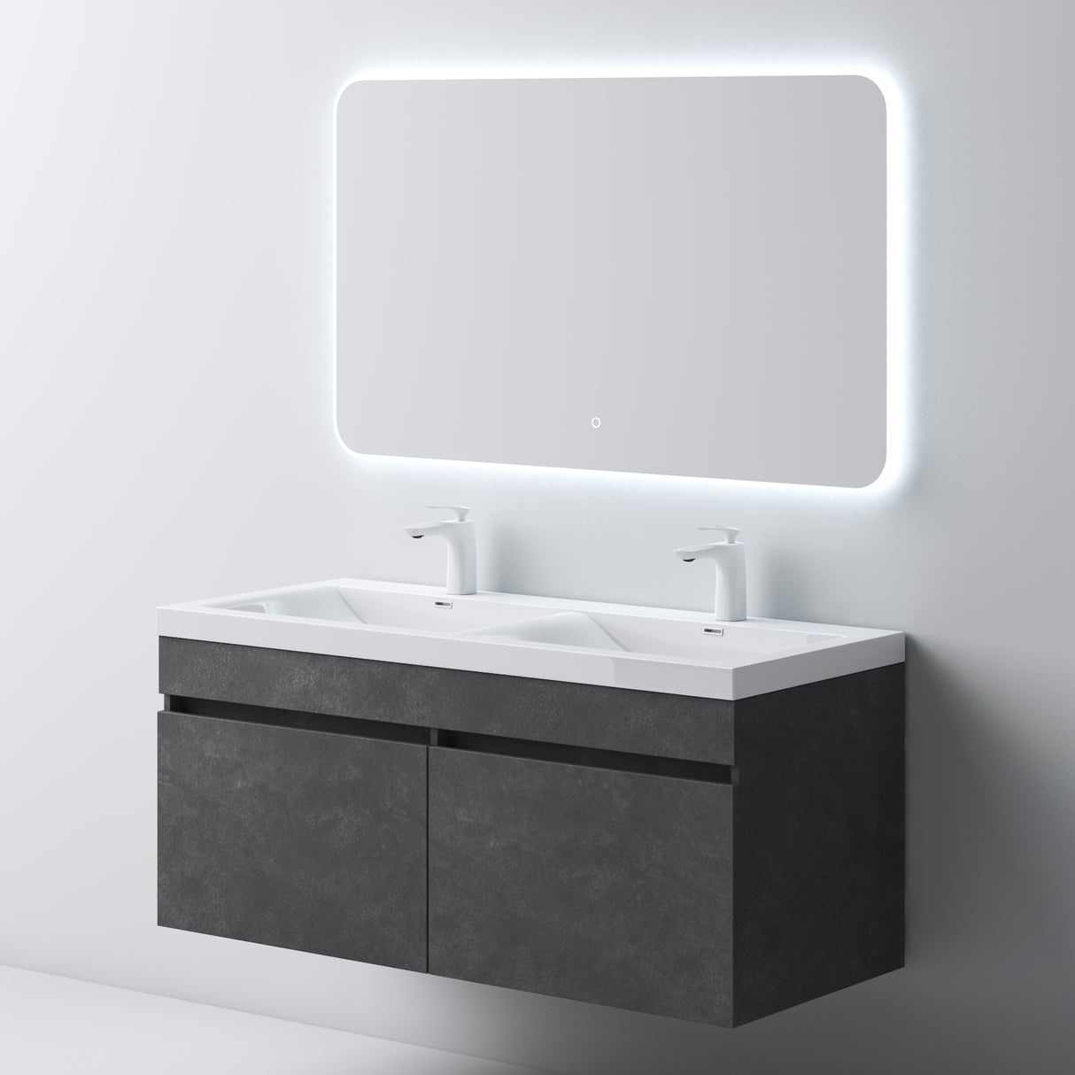 glasvilla Mobile Bagno Sospeso Mobili da Bagno con Lavabo da Marmo fuso, Botanica