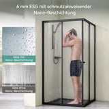 glasvilla Box doccia Angolare in Vetro, Cabina Bagno con Doppia Porta Scorrevole Box Doccia in Vetro di Sicurezza Temperato da 6 mm, Ravenna16K