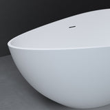 glasvilla Vasca da Bagno Freestanding, Vasca da Bagno in Marmo Fuso con Rivestimento Nano, Bianca Opaca