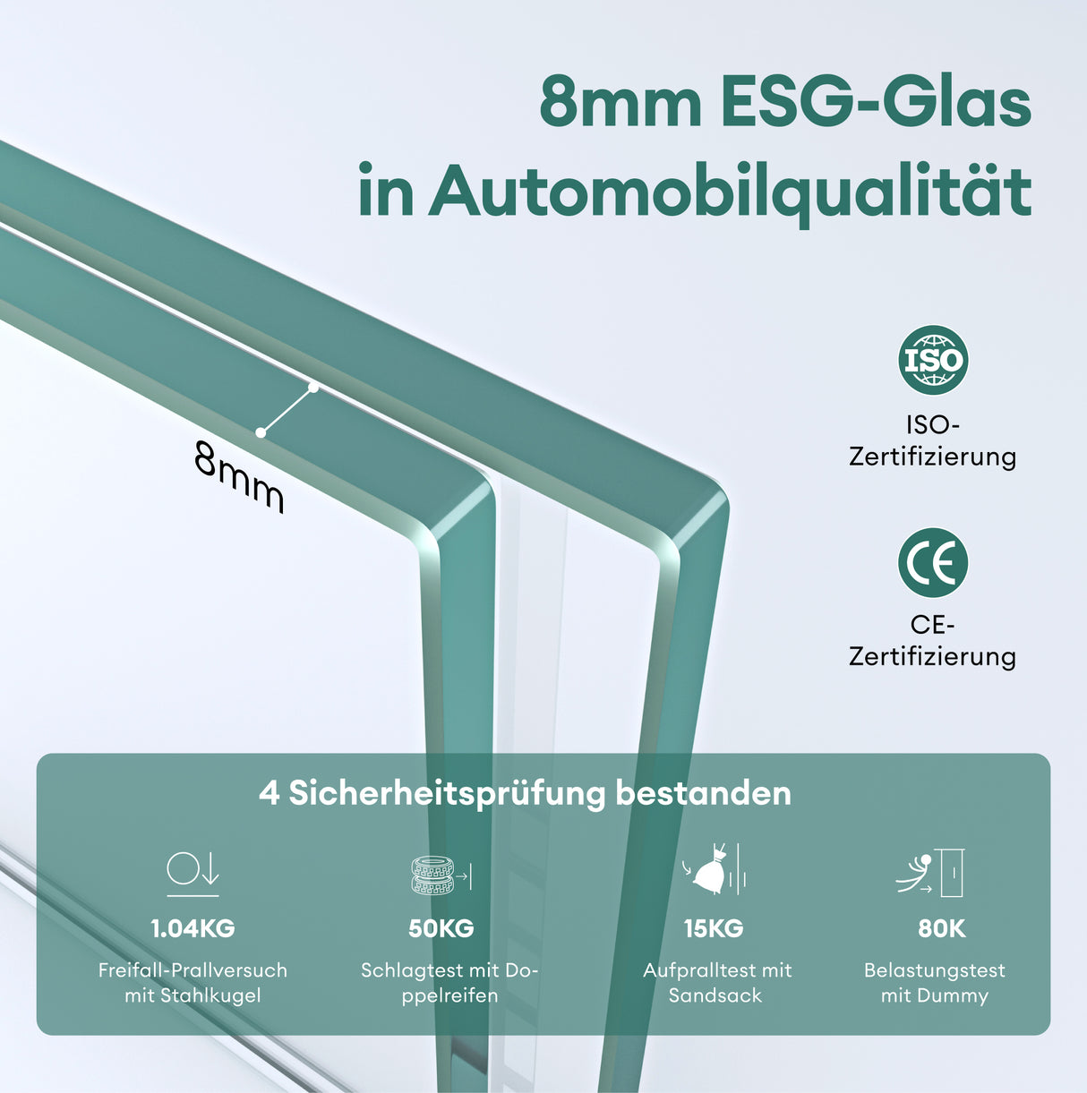 glasvilla Glasschiebetür komplettset Zimmertür Mate Negro 8mm ESG-Sicherheitsglas, Schiebetür Glas negro cepillado con riel de aluminio Muranino-001