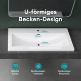 Lavabo Glasvilla Col01 Mineral Cast Rectangular con Desbordamiento y Orificio para Grifo