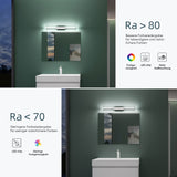 lampada da specchio a LED per bagno Glasvilla | Lampada da specchio, lampada da bagno 6000K | Applique a LED 9W con fascio di specchio 