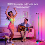 glasvilla Wohnzimmer Dimmbar mit Leselampe, RGBICWW LED Stehlampe mit Warmweiß & 16 Mio. Farben, App & Fernbedienung, 270° Licht, Musik-Sync, für Schlafzimmer Gaming, Lineora-02