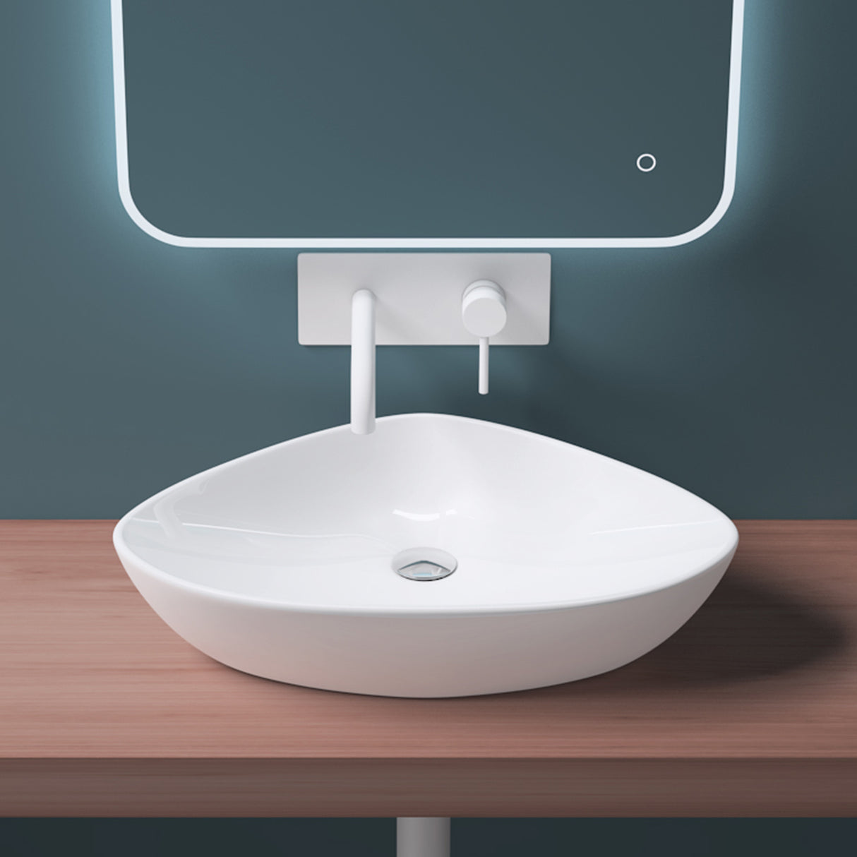 glasvilla Lavabo da Appoggio in Ceramica Lavandino Bagno Lavabo Bianco con Nano Rivestimenti Brüssel215