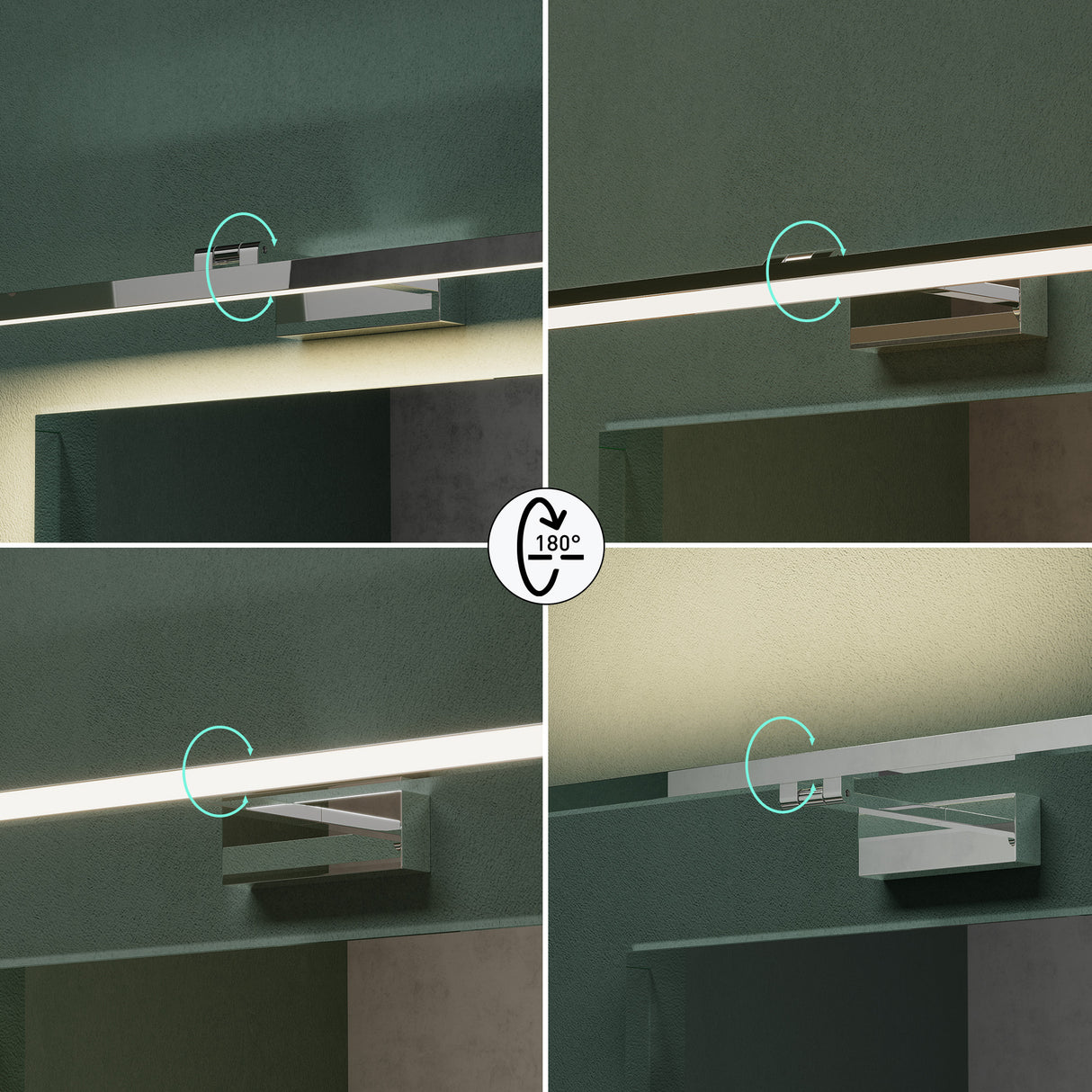 lampada da specchio a LED per bagno Glasvilla | Lampada da specchio, lampada da bagno 4000K | Ruotabile di 180°, 9W, radiosamente bello 