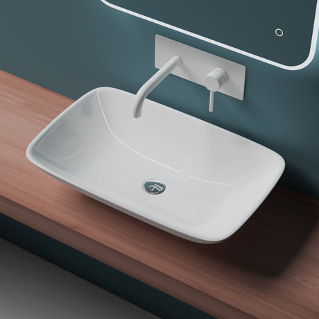 glasvilla Lavabo da Appoggio in Ceramica Lavandino Bagno Bianco con Nano Rivestimenti Brüssel159