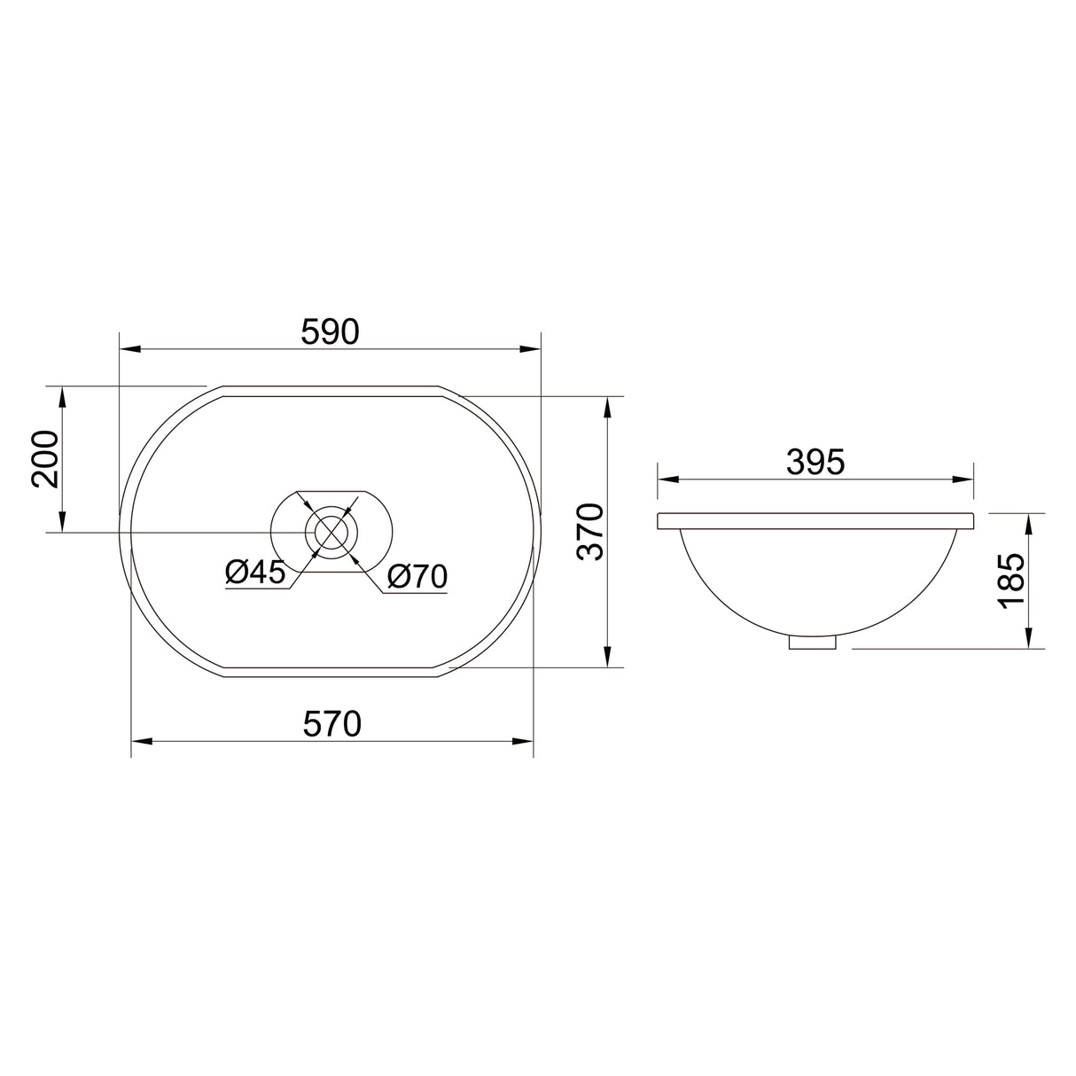 glasvilla Lavabo da Incasso in Ceramica Lavabo Sottopiano Ovale con Nano Rivestimenti Bianco Brüssel5006A