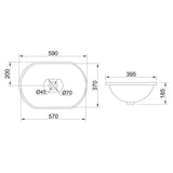 glasvilla Lavabo da Incasso in Ceramica Lavabo Sottopiano Ovale con Nano Rivestimenti Bianco Brüssel5006A