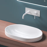 glasvilla Lavabo da Incasso in Ceramica Lavabo Sottopiano Ovale con Nano Rivestimenti Bianco Brüssel5006A