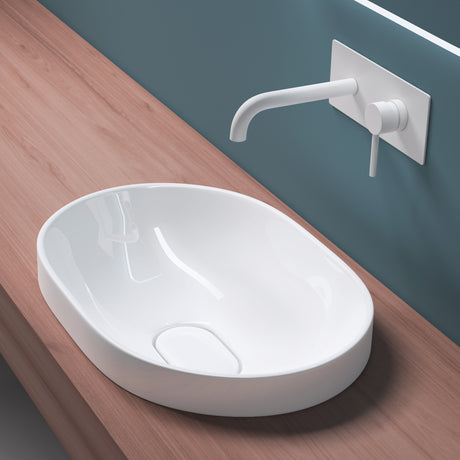 glasvilla Lavabo da Incasso in Ceramica Lavabo Sottopiano Ovale con Nano Rivestimenti Bianco Brüssel5006A