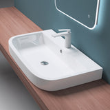 glasvilla Lavabo da appoggio 81X49X18cm Lavandino Bagno in Ceramica Nano Rivestimenti inclusi Bianco Brüssel5021