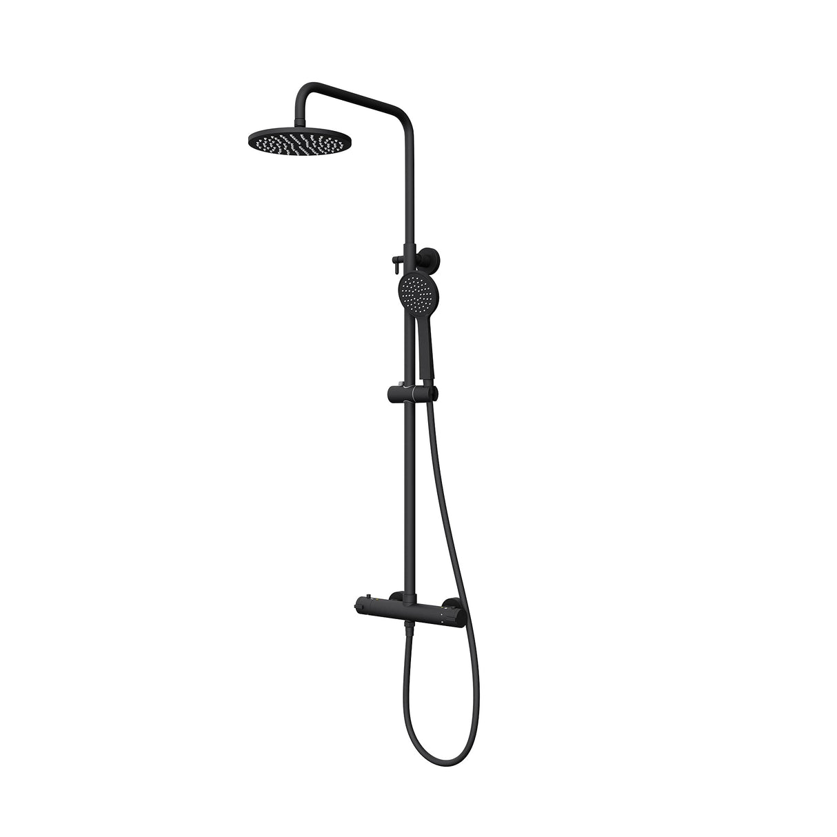 glasvilla Soffione Doccia a Pioggia (Ø20cm) con Telefoni Doccia e Miscelatore Monocomando, Set Soffione Doccia Manopola Doccia a Risparmio Idrico, Nero Opaco