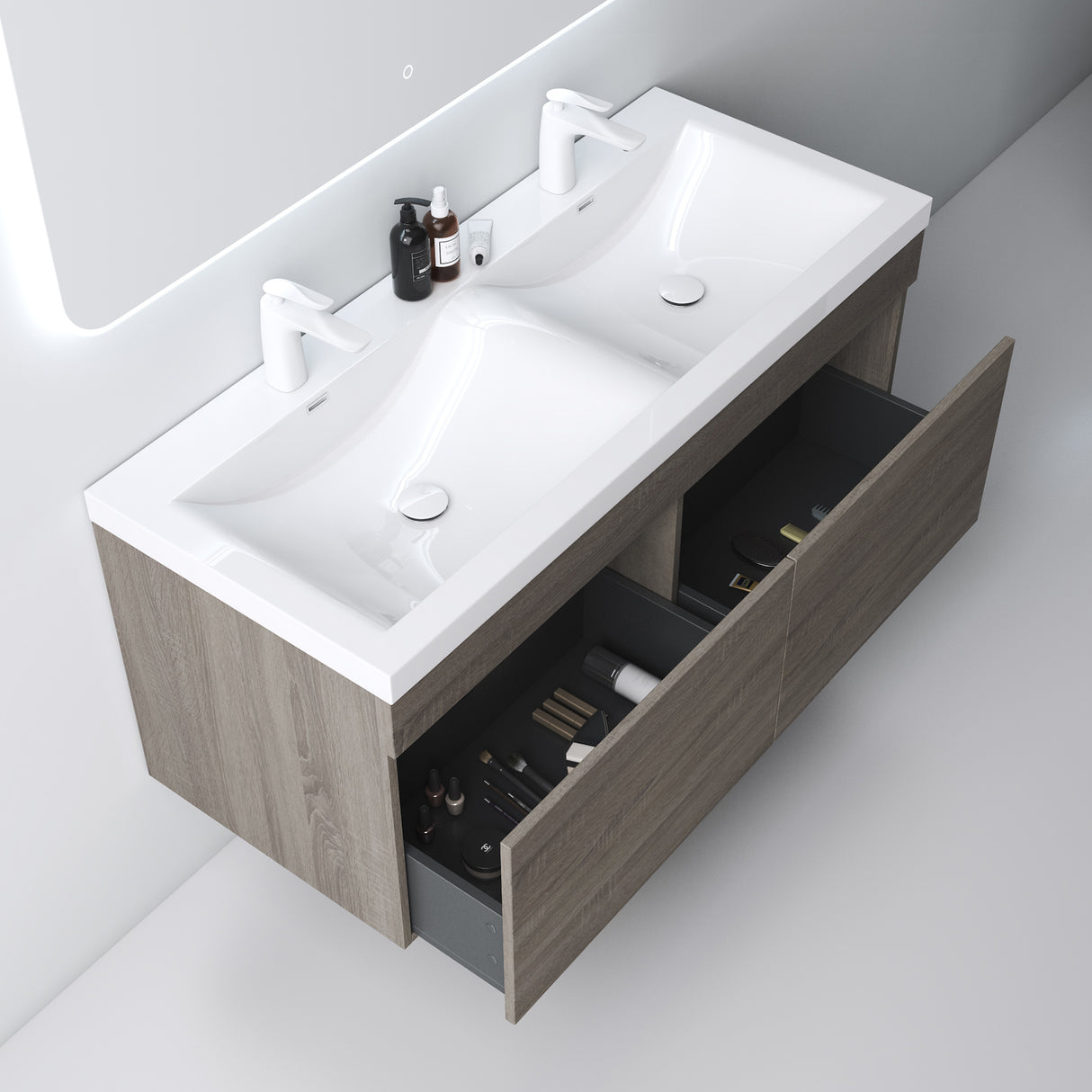 glasvilla Mobile Bagno Sospeso Mobili da Bagno con Lavabo da Marmo fuso, Botanica