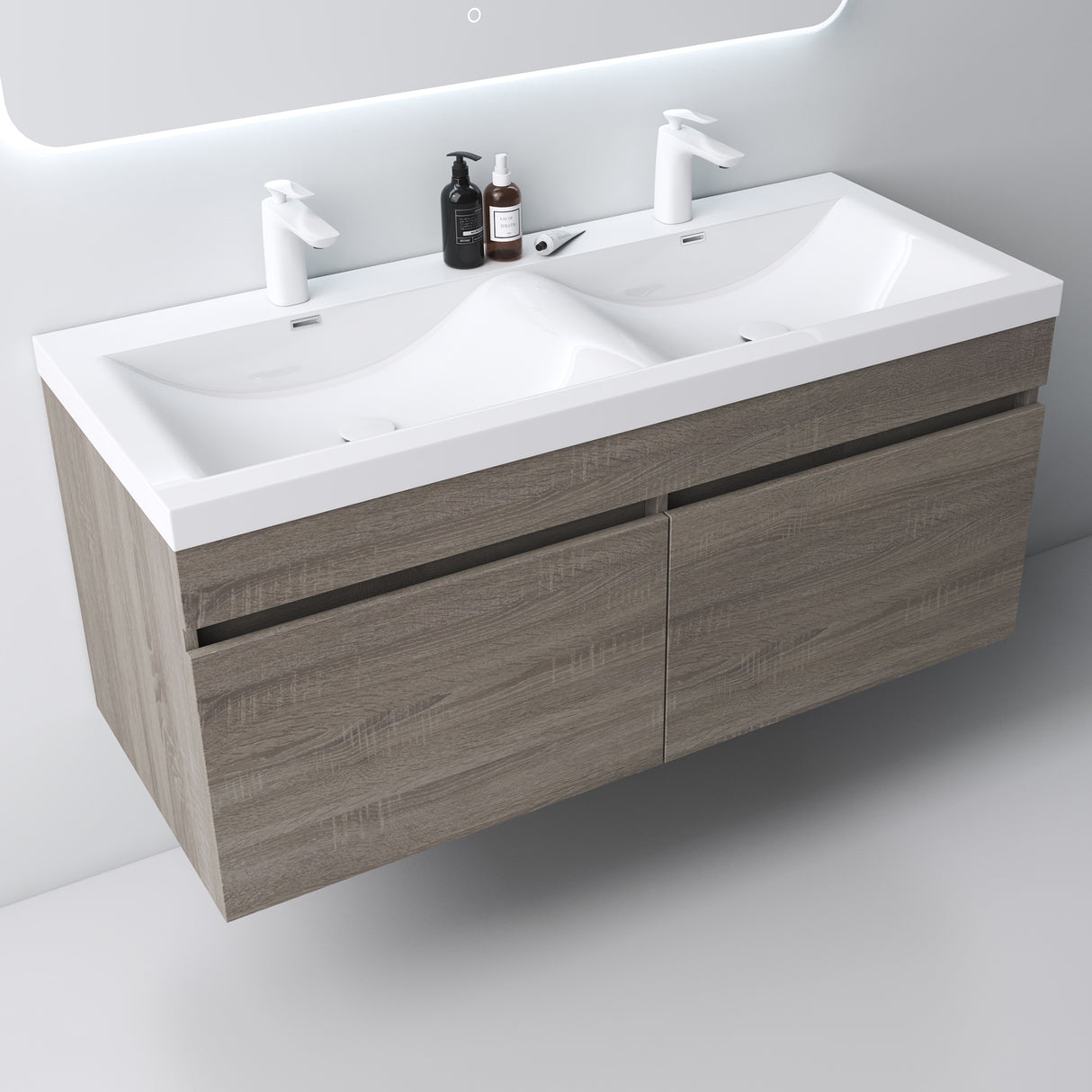 glasvilla Mobile Bagno Sospeso Mobili da Bagno con Lavabo da Marmo fuso, Botanica