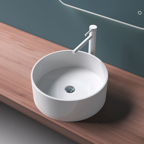 glasvilla Lavabo da Appoggio 40x40x15cm da Marmo Fuso Lavandino Bagno Rotondo senza Foro per Rubinetto e Troppopieno Col804