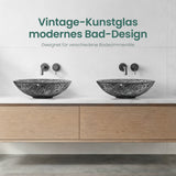 glasvilla Waschbecken Glas Aufsatzwaschbecken Glaswaschbecken Handwaschbecken Waschschale Oval