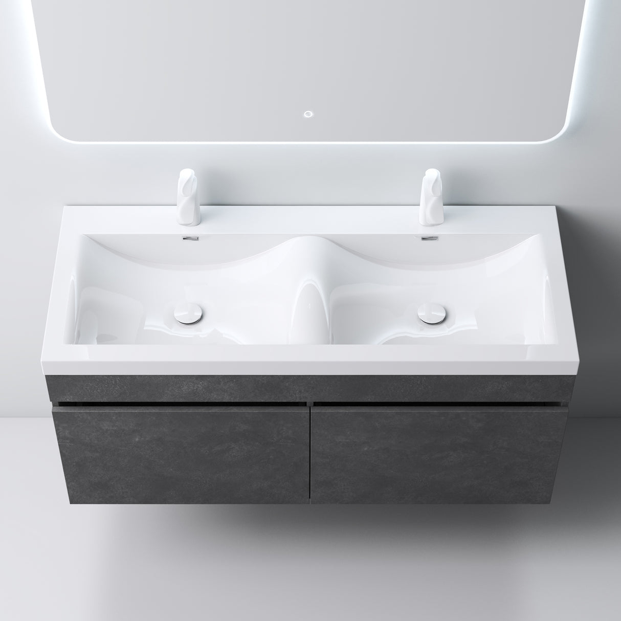 glasvilla Mobile Bagno Sospeso Mobili da Bagno con Lavabo da Marmo fuso, Botanica