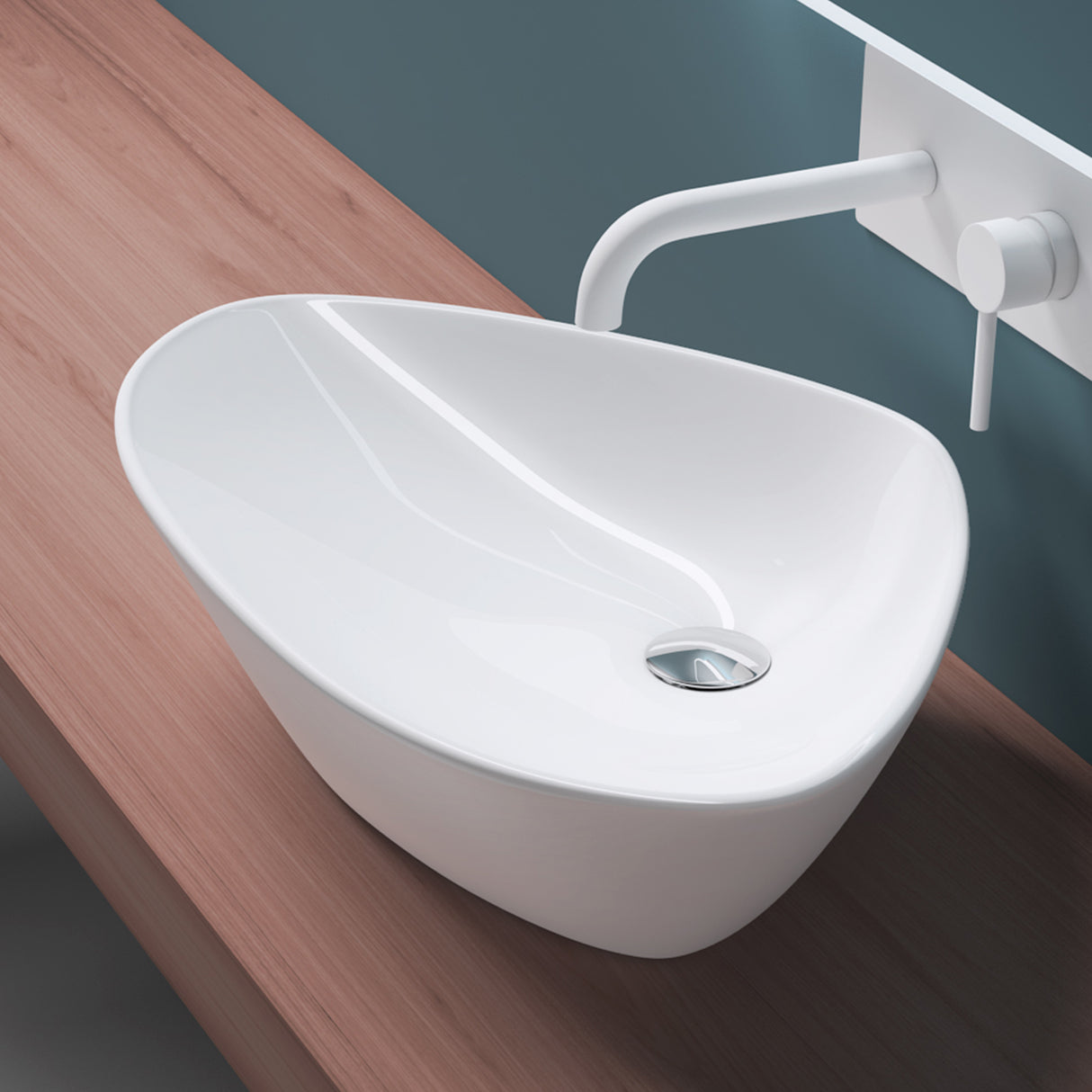 glasvilla Lavabo da Appoggio in Ceramica Lavandino Bagno Lavabo Bianco con Nano Rivestimenti Brüssel215