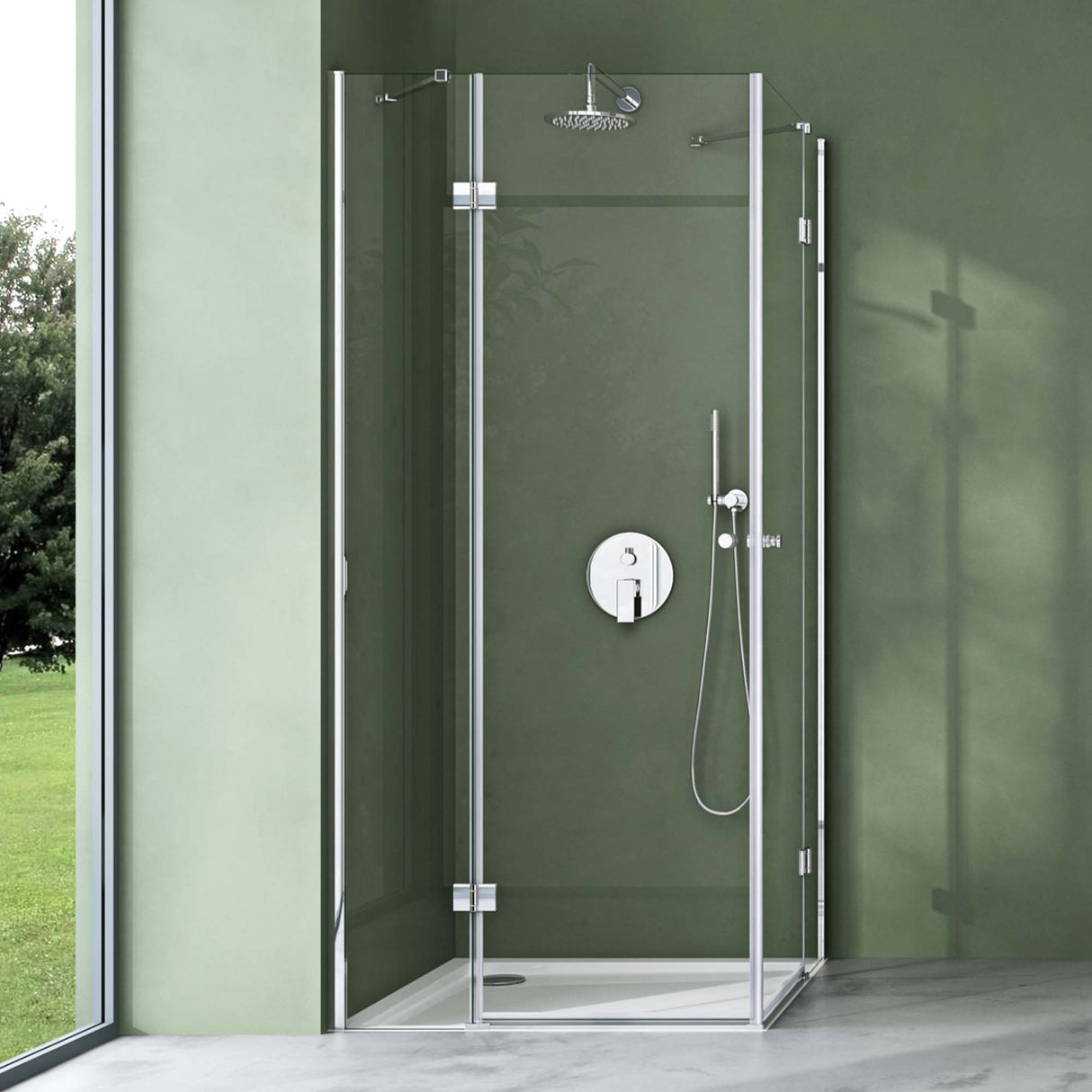 galsvilla Box Doccia Angolare in Vetro Trasparente 6 mm Box Cabina Doccia con Vetro di Sicurezza ESG e 2 Porte a Battente R01k