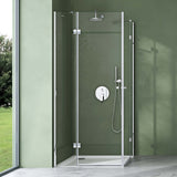 galsvilla Box Doccia Angolare in Vetro Trasparente 6 mm Box Cabina Doccia con Vetro di Sicurezza ESG e 2 Porte a Battente R01k