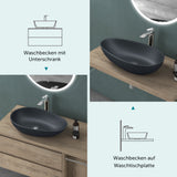 lavabo ovalado de encimera sin orificio para grifo y desagüe Col809