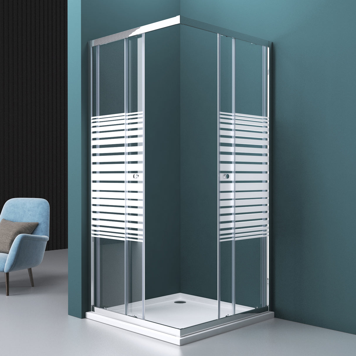 cabina de ducha glasvilla con puerta corredera doble puerta de ducha entrada de esquina vidrio templado efecto loto 6mm vidrio de seguridad ESG Ravenna16MS