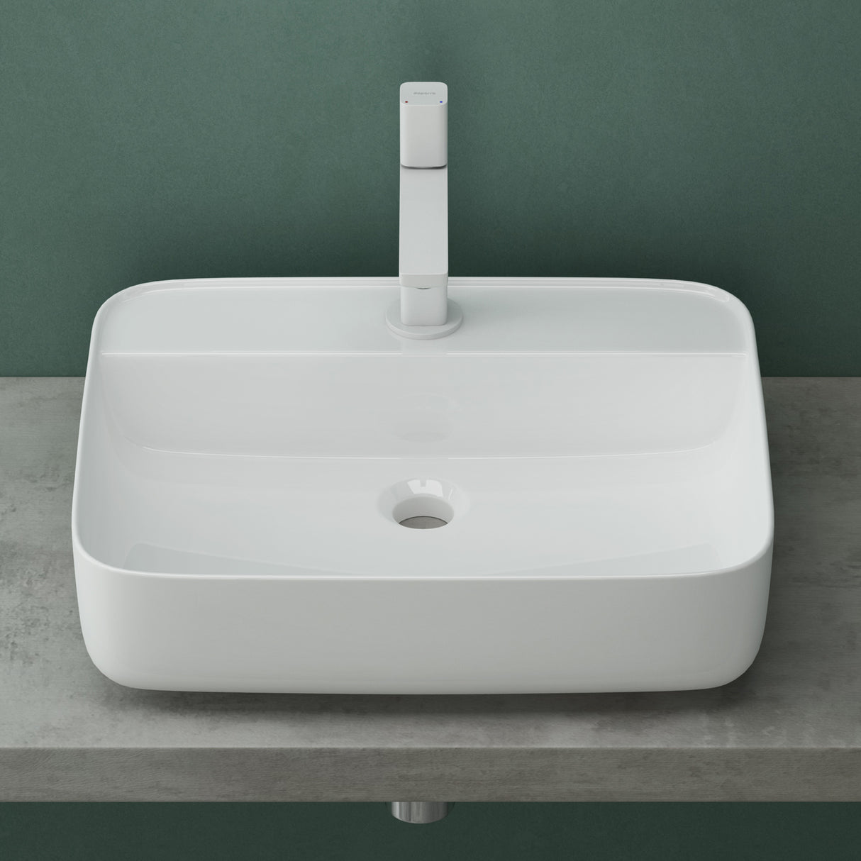 glasvilla Lavabo da Appoggio in Ceramica Lavandino Bagno con Nano Rivestimenti e Foro per Rubinetto Brüssel107