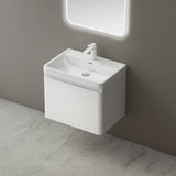 glasvilla Mobile Bagno Sospeso Mobile da Bagno con Cassetto a Chiusura Soft Close e Lavabo da Marmo fuso, Ancona