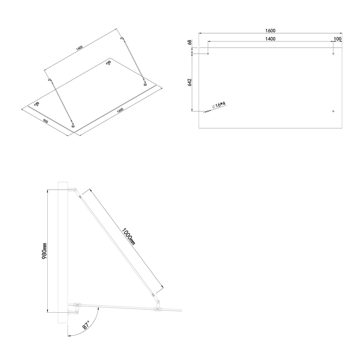 Copertura in vetro Glasvilla, vetro di sicurezza stratificato trasparente con pellicola SGP, supporto a parete in acciaio inox, protezione dalla pioggia, zona d'ingresso VDG02K