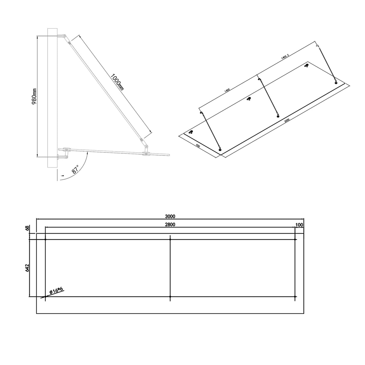 Copertura in vetro Glasvilla, vetro di sicurezza stratificato trasparente con pellicola SGP, supporto a parete in acciaio inox, protezione dalla pioggia, zona d'ingresso VDG02K