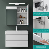 glasvilla Armadietto a Specchio con Lampada da Specchio LED per Bagno, Mobiletto da Parete per Bagno con Specchio e Luce a Specchio Spiegelschrank 02
