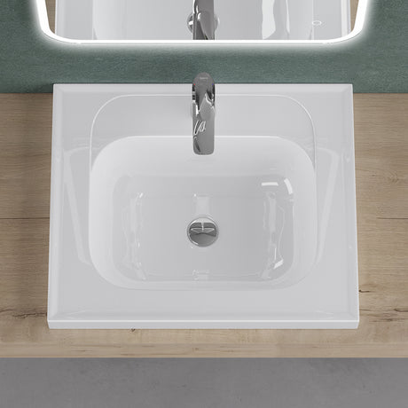 glasvilla Lavabo da Incasso da Marmo fuso Lavabo Bagno Sospeso Lavandino Bagno Rettangolare Bianco Col3601